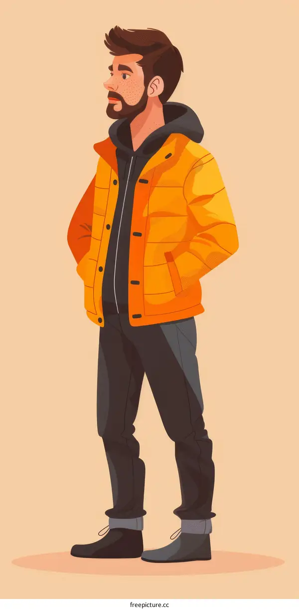 man wearing orange jacket