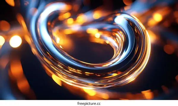 Abstract Liquid Ring with Glowing Lights