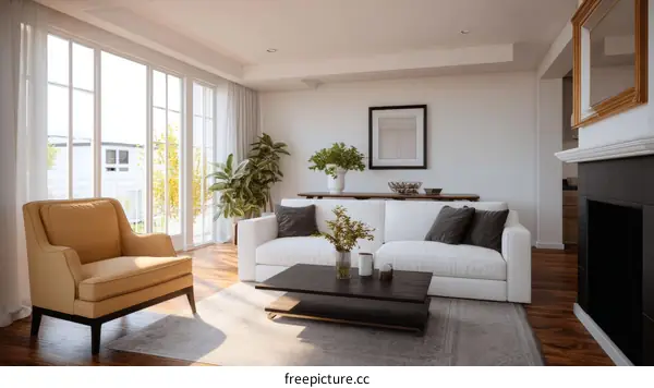 Modern Living Room Interior Design with Natural Light