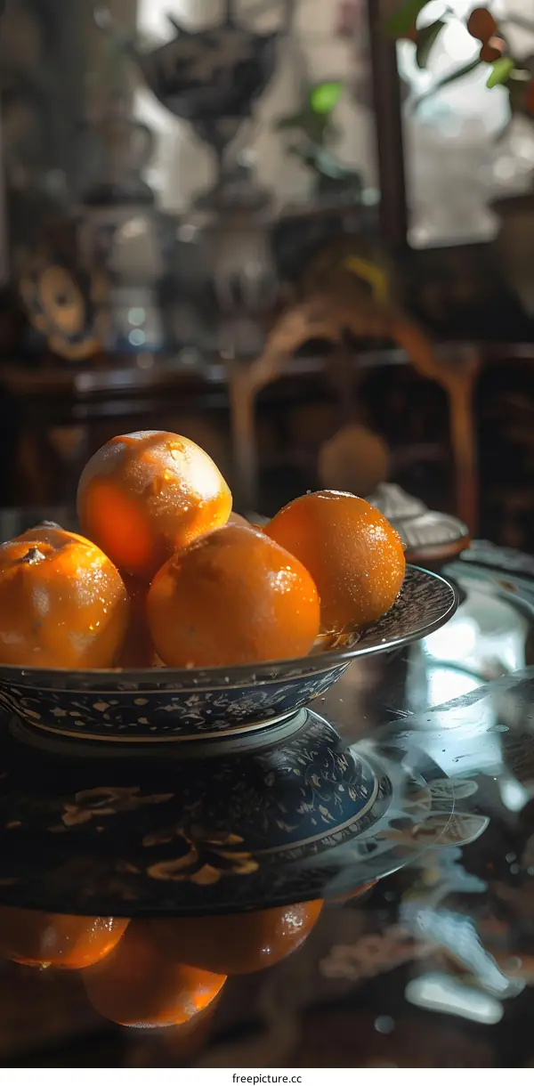 Fresh Orange Fruit in a Bowl on a Table