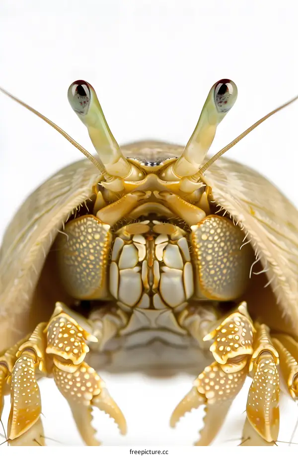 A close up of a hermit crab