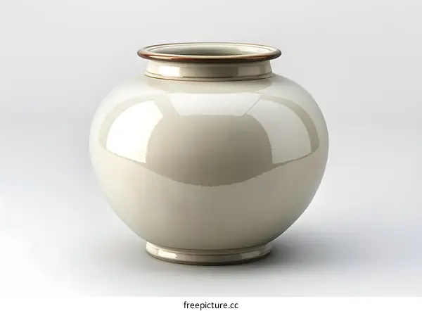 Elegant ceramic vase on white background