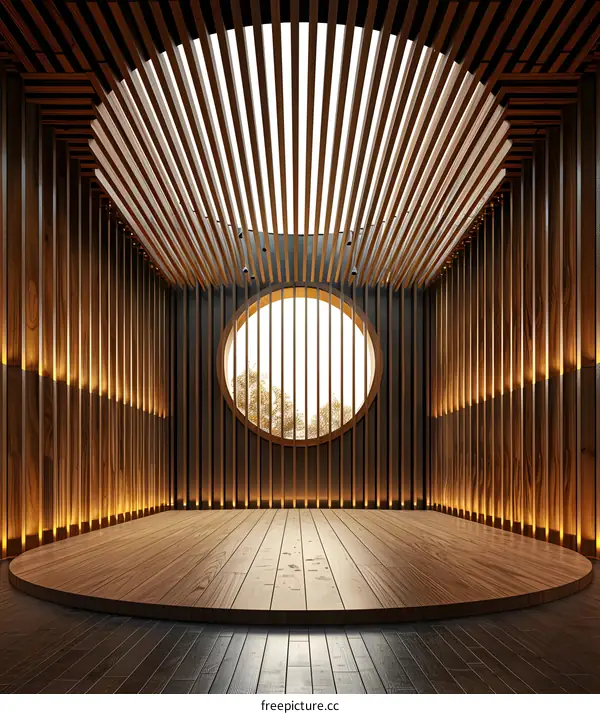 Wooden Room Interior Design with Circle Window