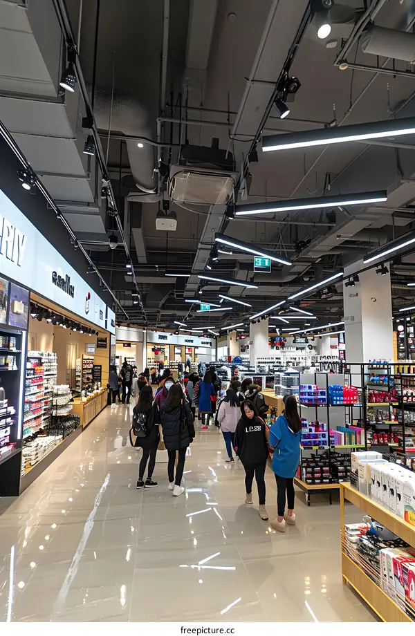 Modern Shopping Mall Interior With Shoppers