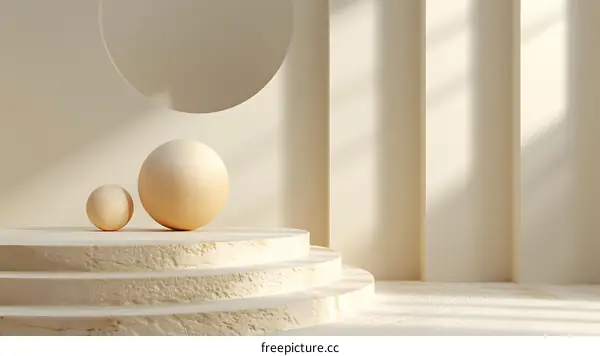 Minimalist 3D Podium Display with Two Spheres