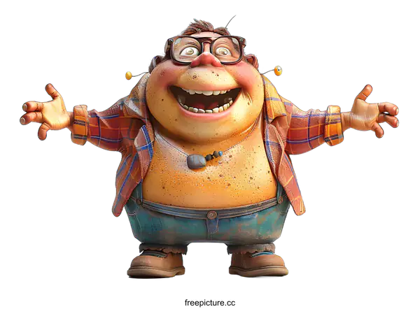 [Transparent Background PNG]Happy Cartoon Character with Open Arms