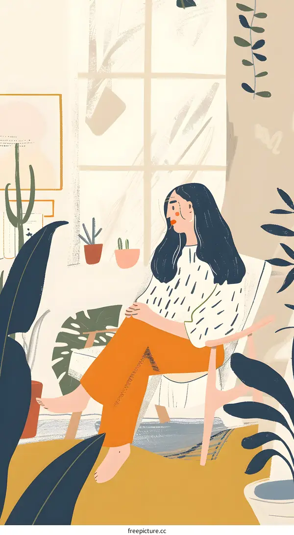 Woman Sitting in a Chair by a Window