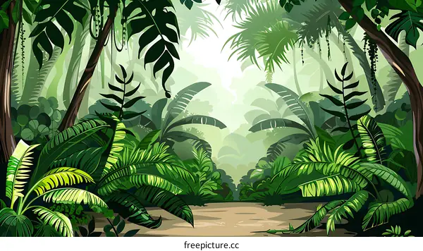 Green Tropical Rainforest Jungle Landscape