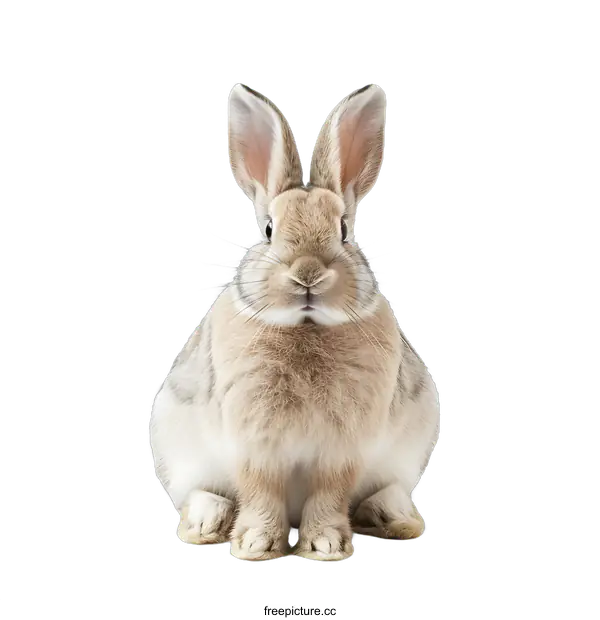 [Transparent Background PNG]Cute Bunny Sitting On White Background