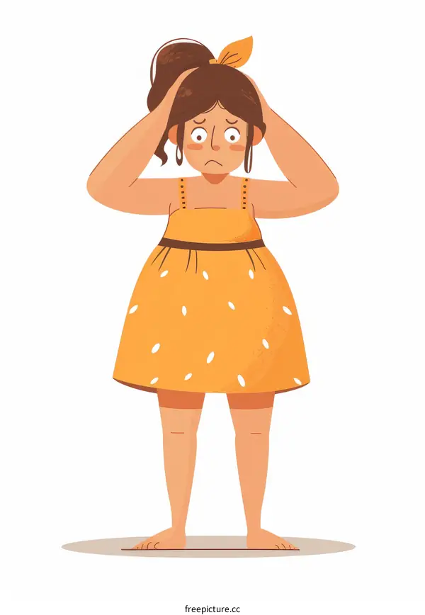 A Woman in a Yellow Dress Holding Her Head