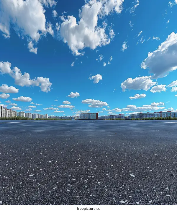 Empty Parking Lot Under Clear Blue Sky