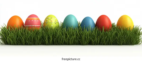 Colorful Easter Eggs in Grass