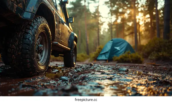 Off-road vehicle in the forest