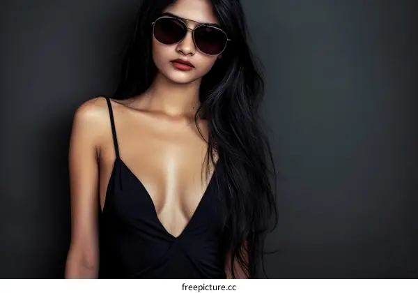portrait of a beautiful indian woman wearing sunglasses