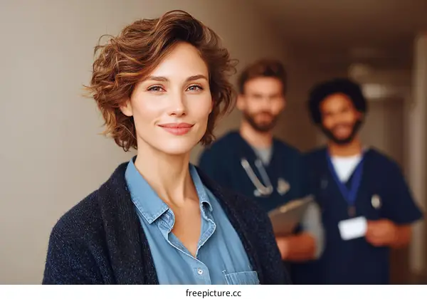 Medical Staff Team Portrait in Hospital Corridor