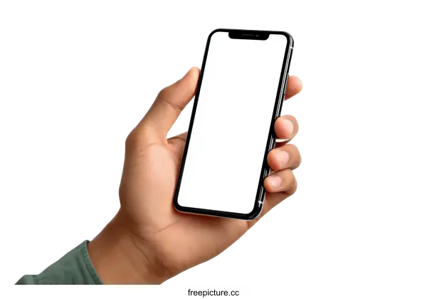 [Transparent Background PNG]Hand Holding a Modern Smartphone with Blank Screen