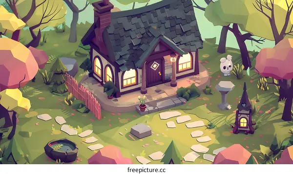 Low Poly Cottage in a Forest