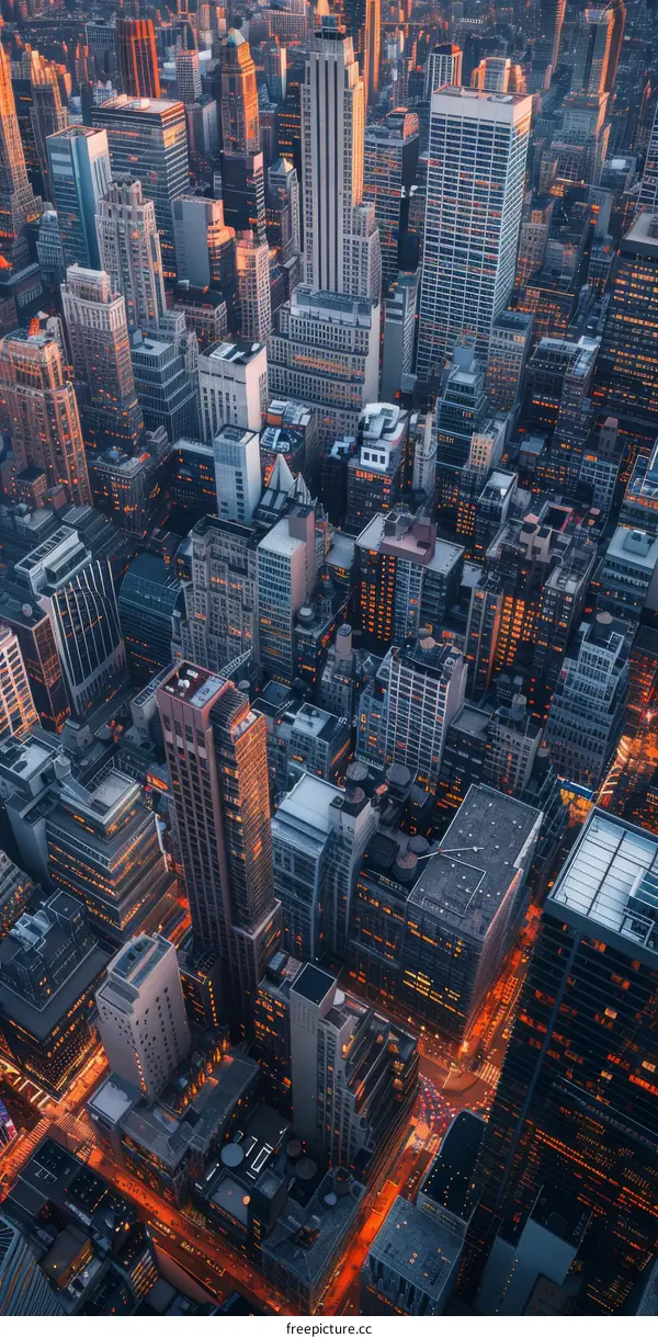 Aerial View of a Cityscape at Night