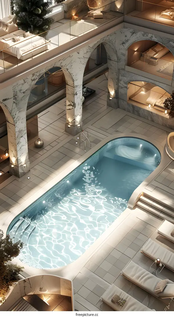 Luxury hotel indoor swimming pool