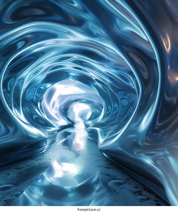 Abstract Blue Liquid Tunnel