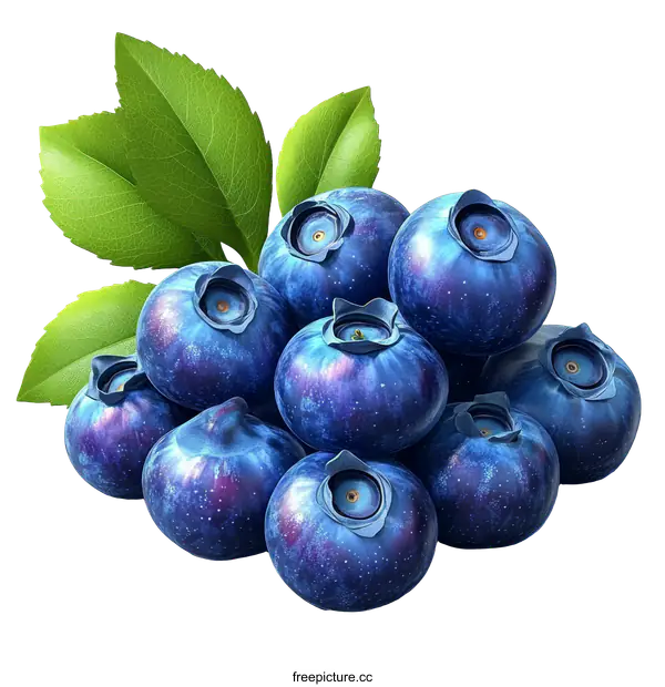 [Transparent Background PNG]Fresh and Colorful Blueberries Display