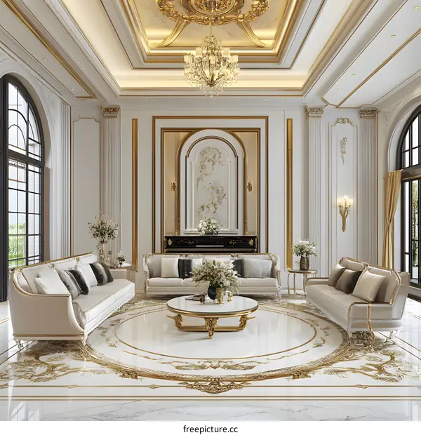 Luxury Living Room Interior Design With Gold Accents