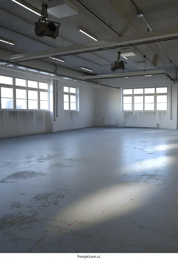 Empty Room with Windows and Spotlights