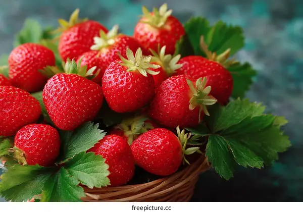 Close Up of Fresh Strawberries in a Basket