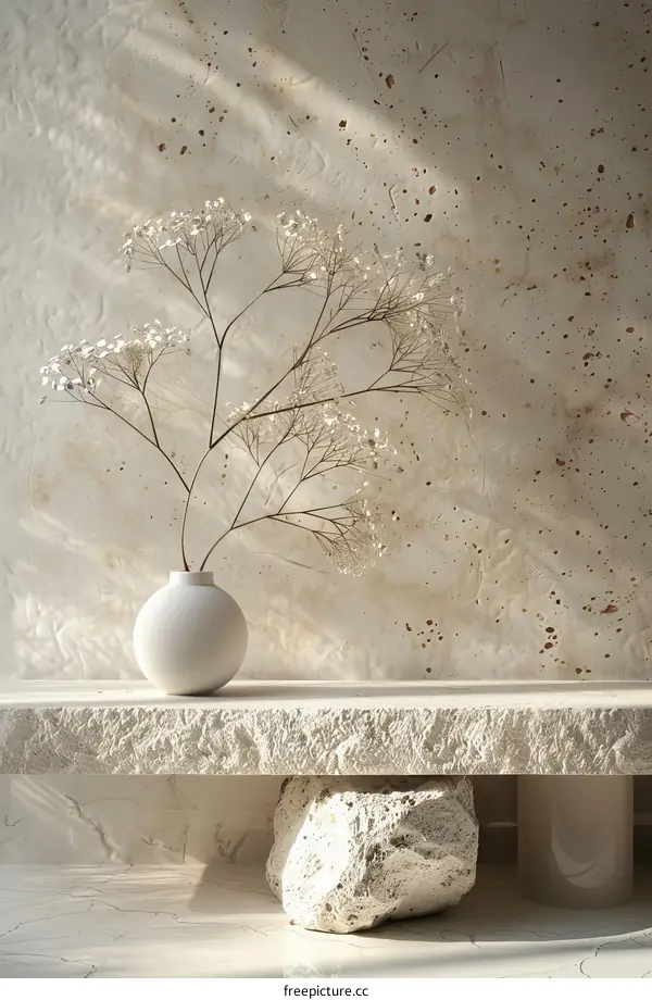 Minimalist Aesthetic Vase Arrangement on Stone Shelf