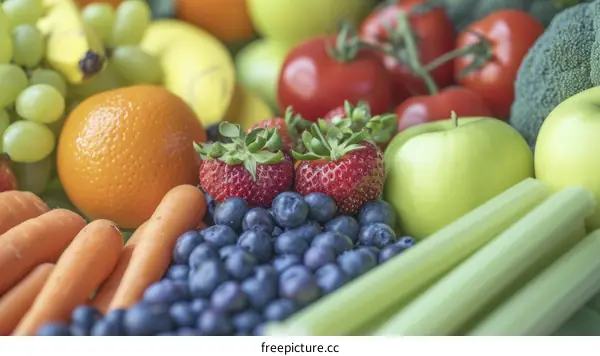 Vibrant Still Life of Fresh and Colorful Fruits and Vegetables