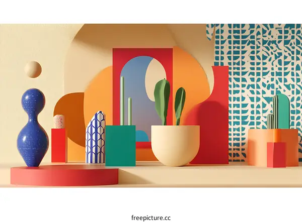 Abstract 3D Minimalist Shapes Design Background