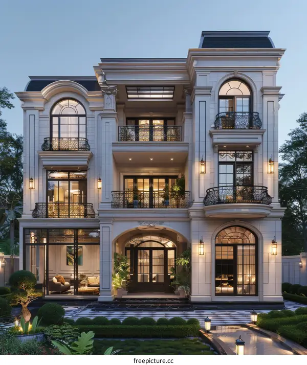 Elegant European Style Mansion Exterior Design