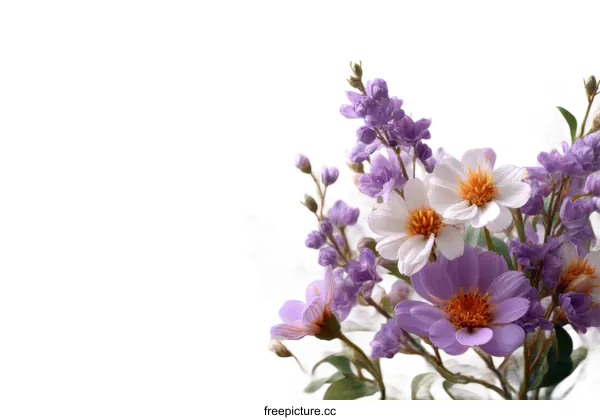 [Transparent Background PNG]Beautiful Bouquet of Purple and White Flowers