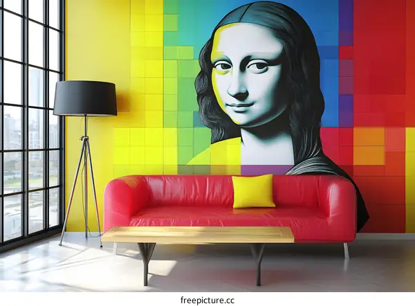 Modern Living Room Interior Design with Mona Lisa Artwork