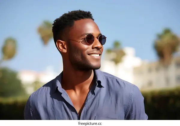 African American Man Outdoors in Summer
