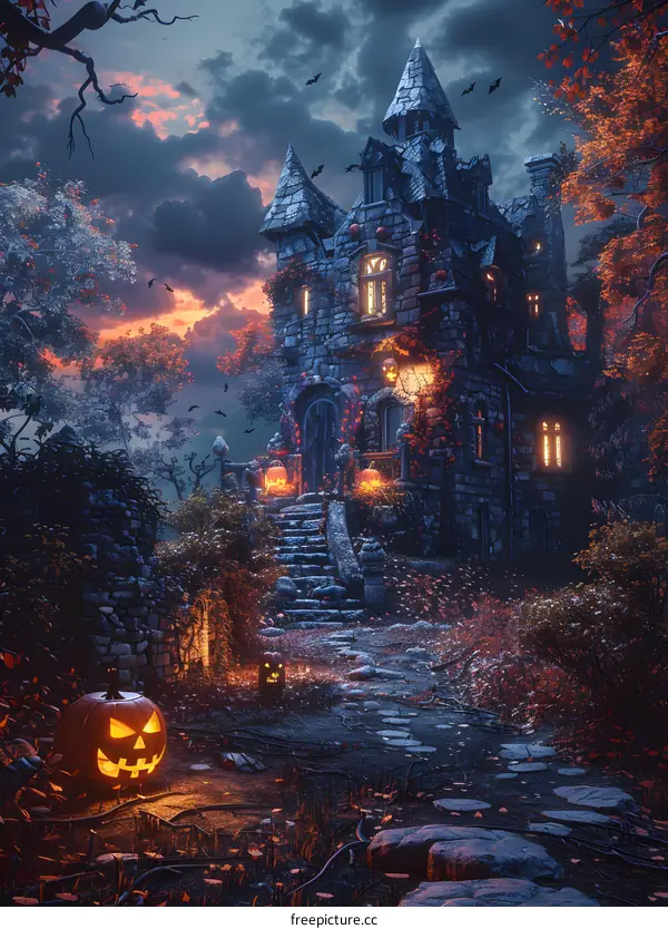 Halloween Pumpkin Lantern Castle