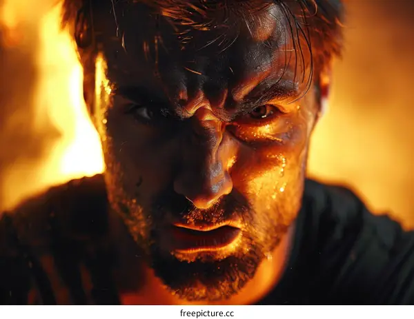 Fiery Confrontation Close Up Portrait