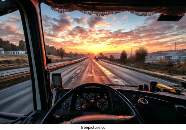 Sunrise Highway View from Truck Cab