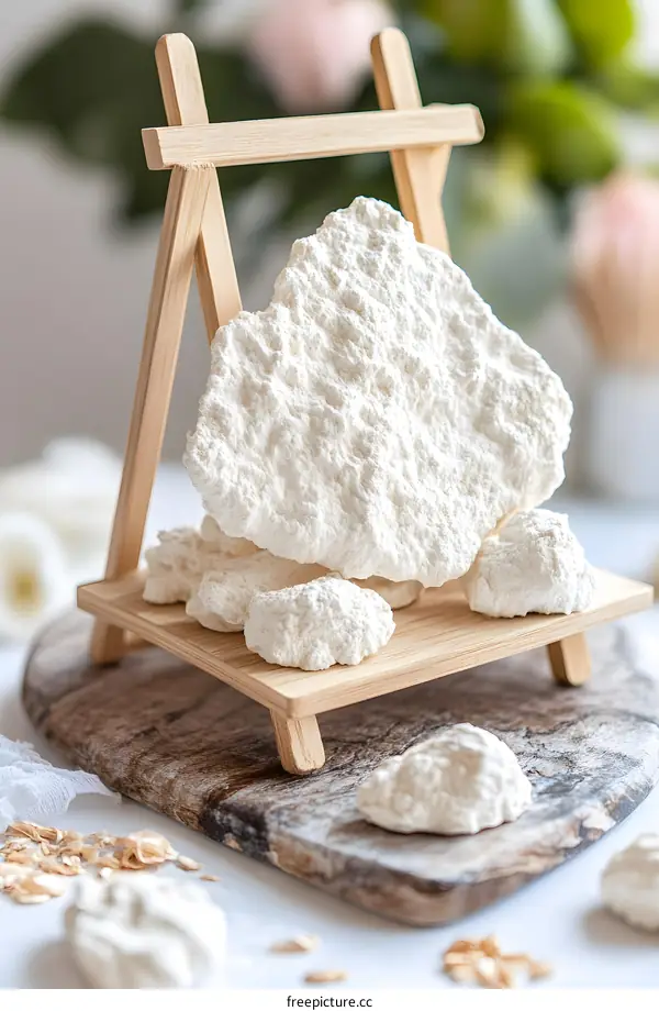 White Stone on a Wooden Stand and Table