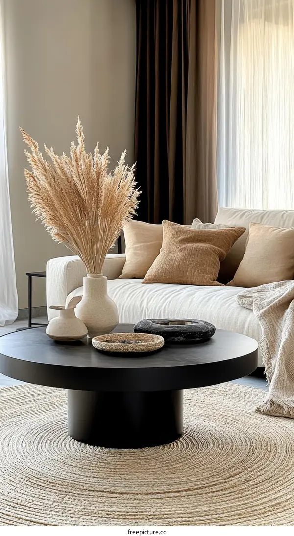 Modern Minimalist Coffee Table in a Cozy Living Room