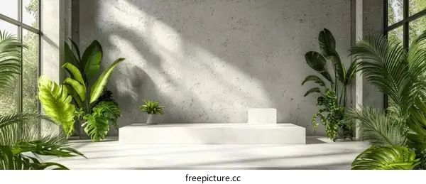 Modern Minimalist Plant Display Interior Scene