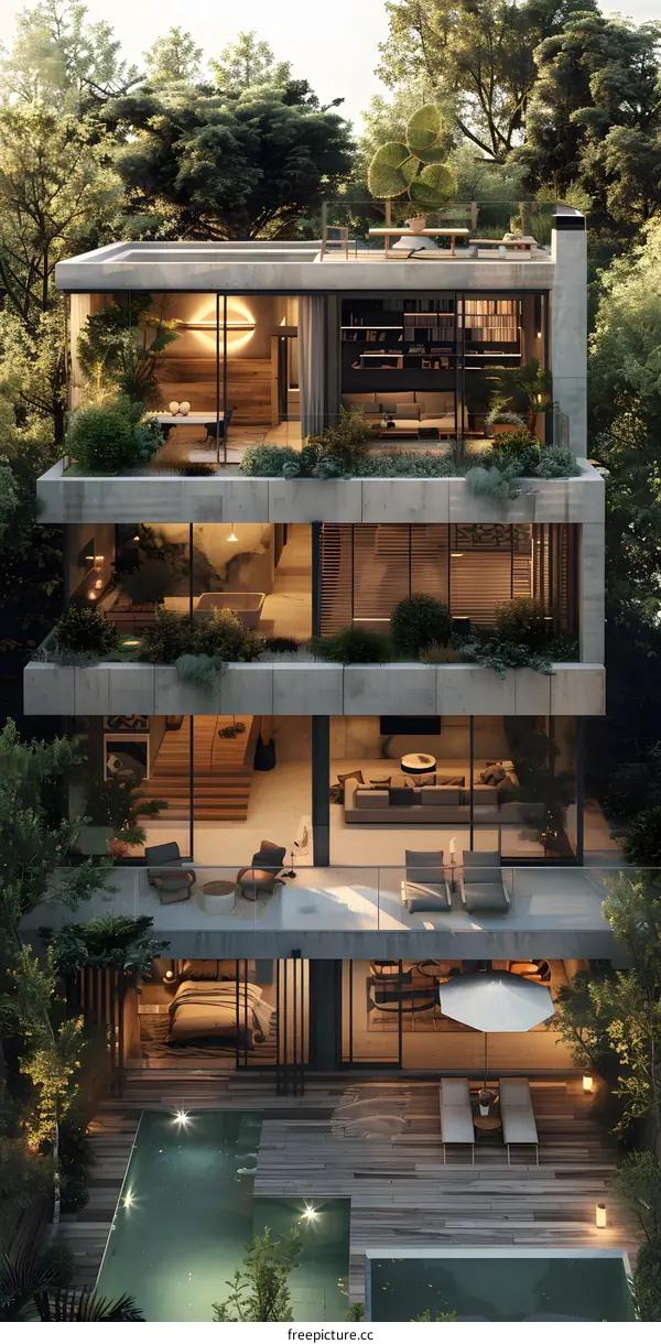 A Modern House With Green Plants