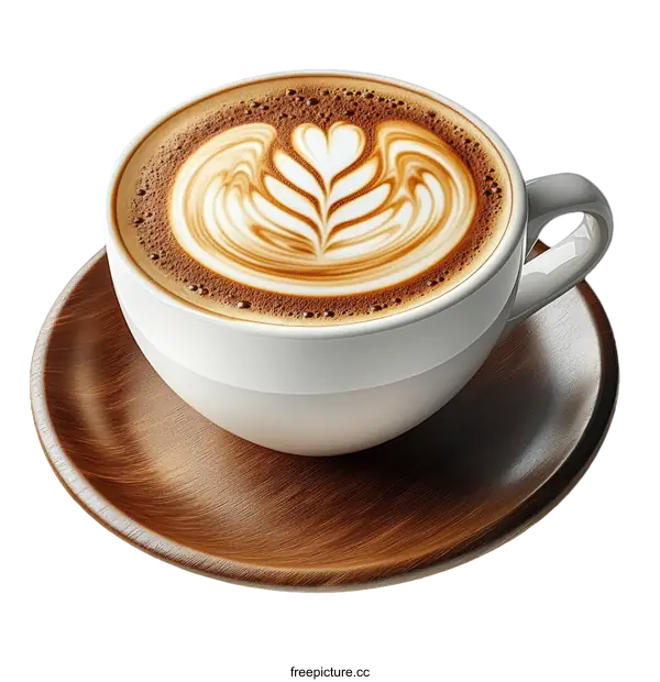 [Transparent Background PNG]Delicious Latte Art Coffee Cup