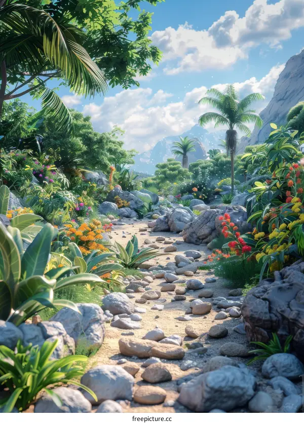 Rocky Path in Dense Jungle