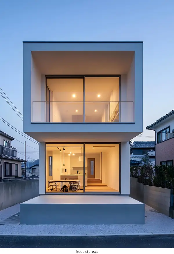 Modern Minimalist Two Story House With Large Windows