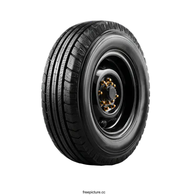 [Transparent Background PNG]Black Truck Tire and Rim, Isolated Studio Shot