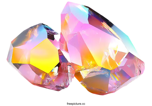 [Transparent Background PNG]Colorful Iridescent Crystal Cluster