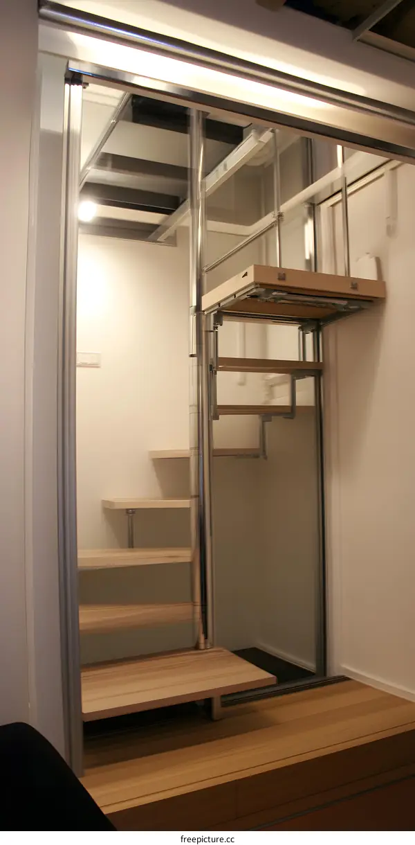 Modern Wooden Folding Ladder Staircase Design For Small Space