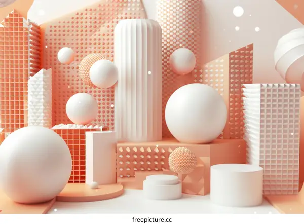 Geometric Abstraction in Peach and White