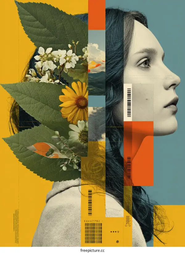 A Colorful Collage Portrait of a Woman